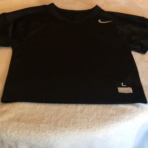 Child’s size large black Nike short sleeved jersey embroidered swoosh emblem